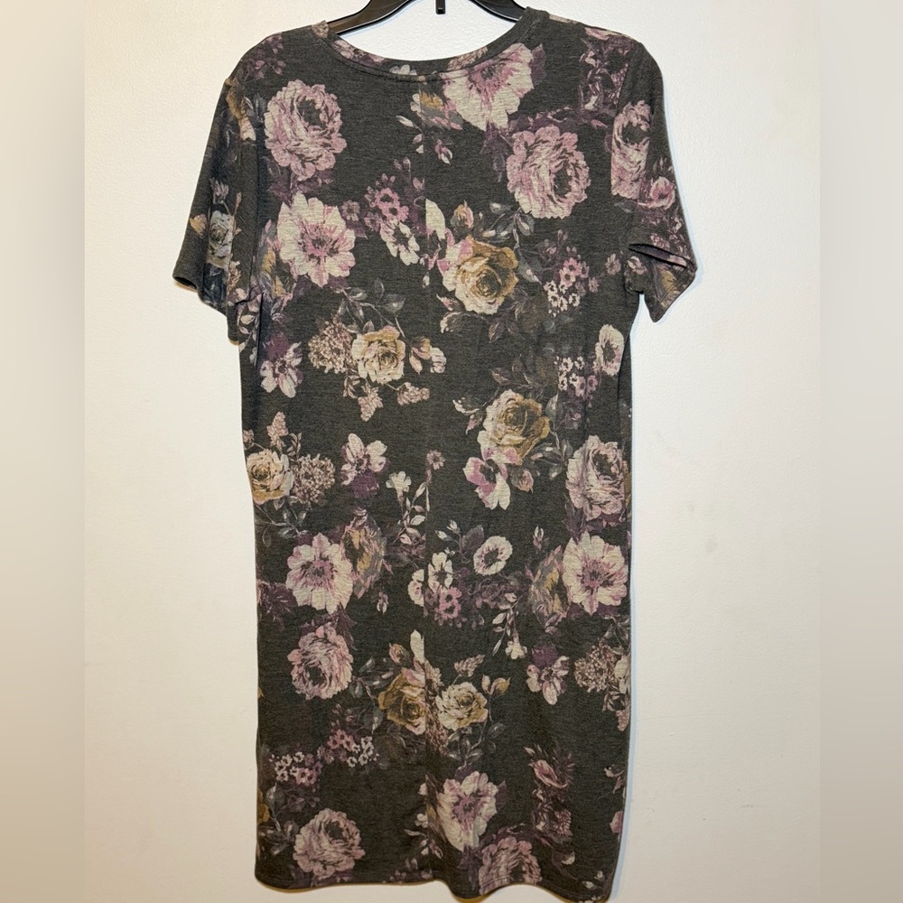 Maurices Floral Short Sleeve Dress - Gray and Purple - Picture 4 of 4